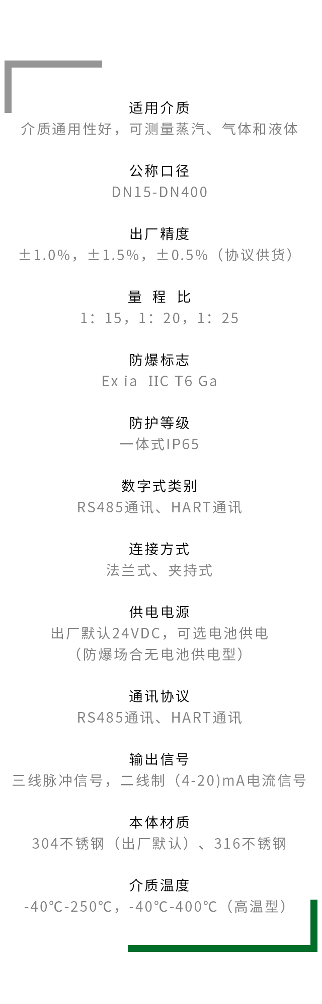 數字式渦街流量計參數